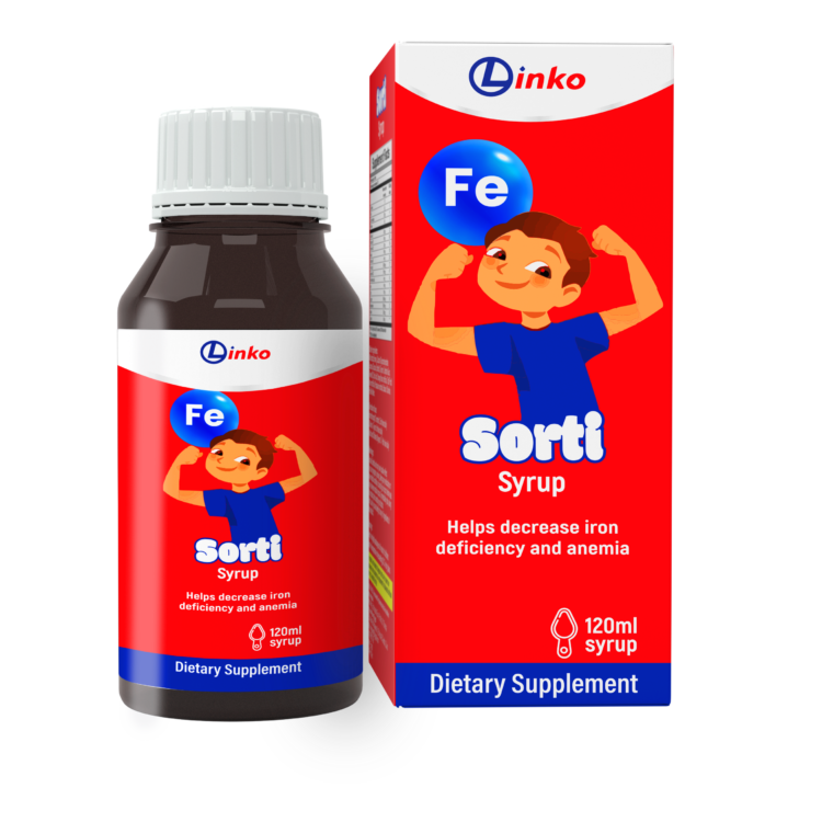 Sorti syrup for anemia. It contains: Iron, folic acid, vitamin B complex and zinc.